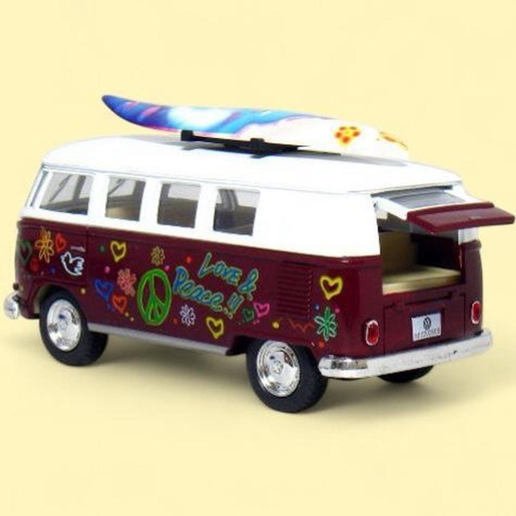 KiNSMART 1962 Volkswagen Classic Bus Die-Cast Model (Surfboard • Flower Power) - Picture 6 of 8
